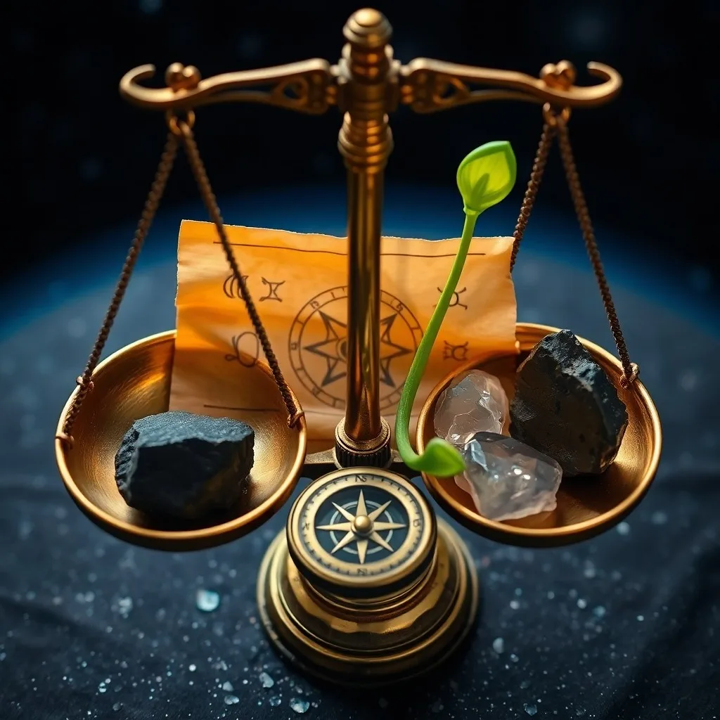 Cinematic still life photography of a weathered, antique compass pointing to a faded map of constellations, surrounded by scattered, aged parchment scrolls with cryptic symbols, illuminated by a single, soft beam of light. Focus on texture and historical feel.