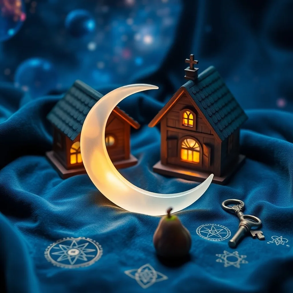 Pintura al óleo de una colección de piedras de río pulidas dispuestas en un círculo protector alrededor de una vela parpadeante sobre una superficie oscura y reflectante, con sombras profundas, simbolizando la paz interior y la conexión a tierra.