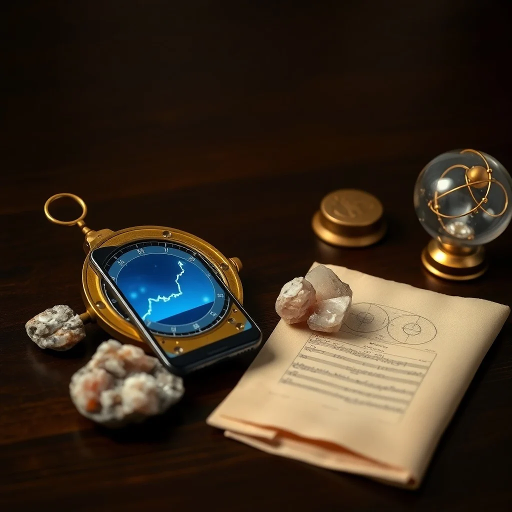 Telescopio antiguo sobre un escritorio de madera, con un libro de contabilidad y una pluma, simbolizando la planificación estratégica.