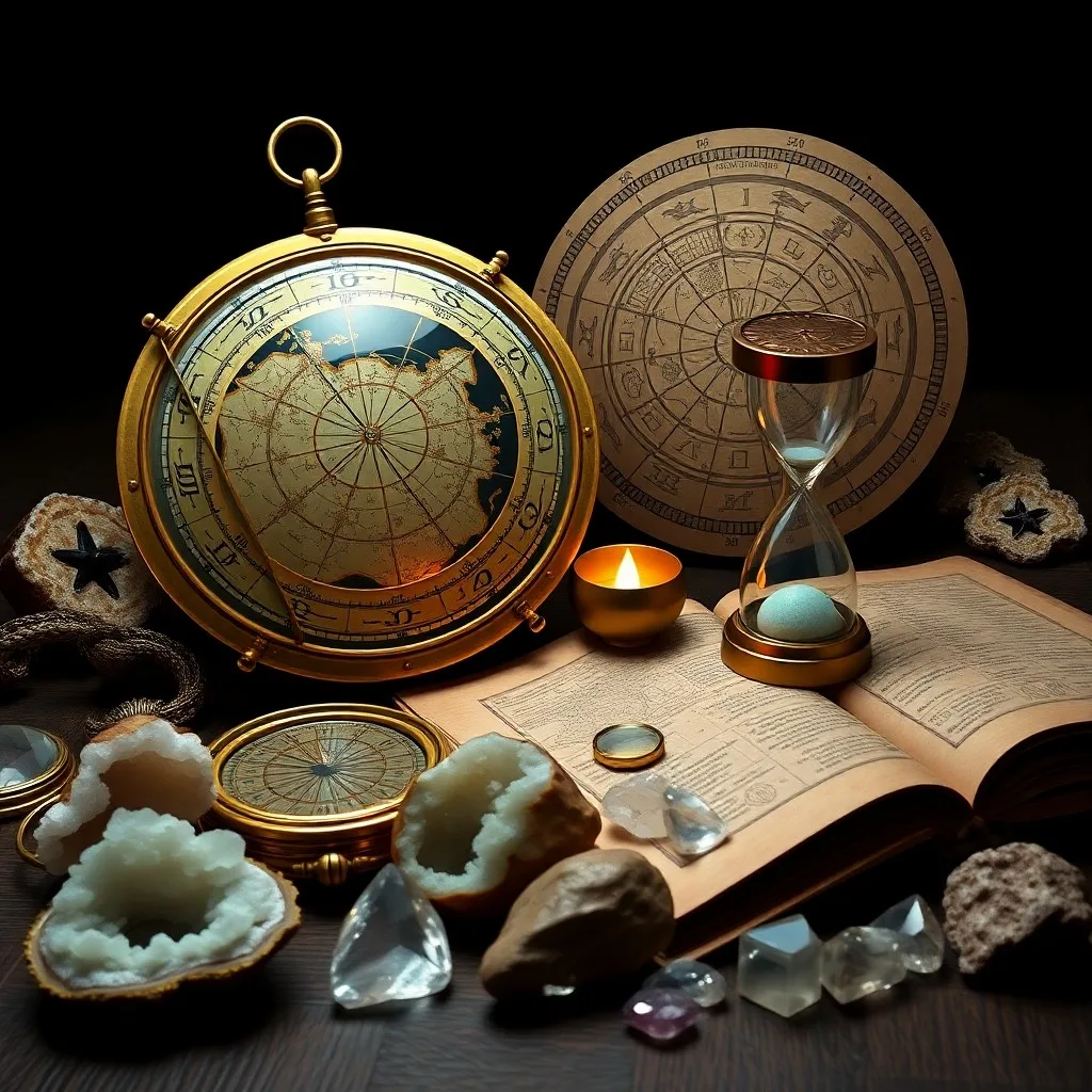Antiguo astrolabe con líneas de aspectos planetarios y sombras