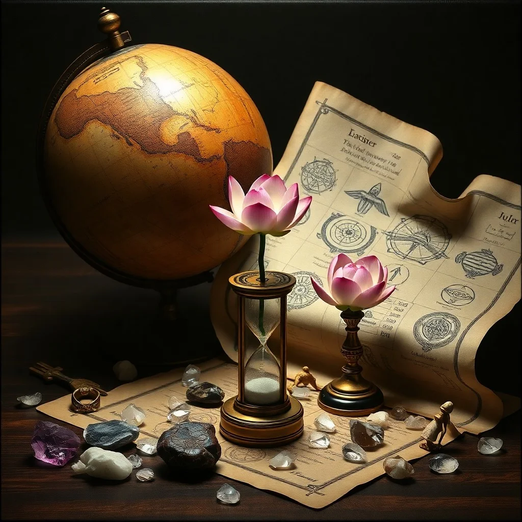 Representación 3D de una carta astrológica en un escritorio antiguo con modelos planetarios y pergaminos, simbolizando el análisis profundo de tránsitos.