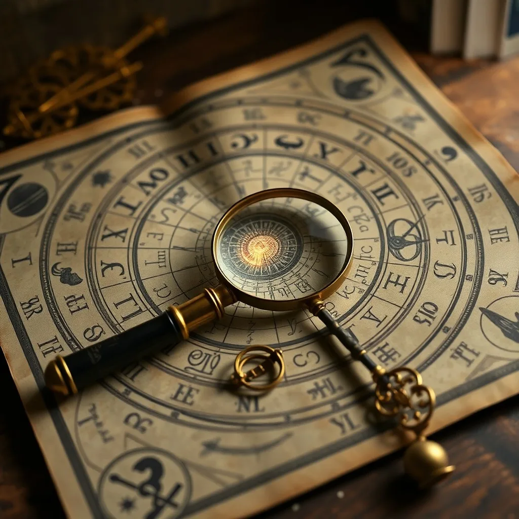 Antiguo pergamino astrológico con notas y una pluma, simbolizando el estudio y la personalización de las predicciones.