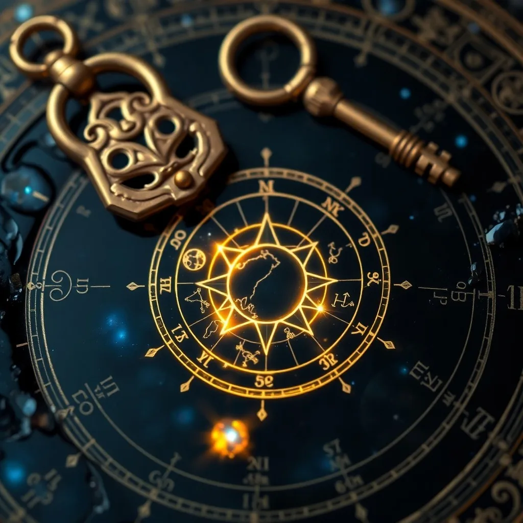 Pintura acuarela de esferas de cristal pulidas que reflejan símbolos planetarios y constelaciones zodiacales.