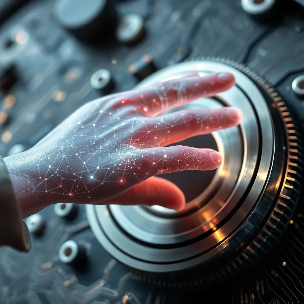 Arte conceptual de circuitos digitales entrelazados con raíces de plantas, simbolizando la integración de la tecnología y la naturaleza en el futuro de la realidad mixta.