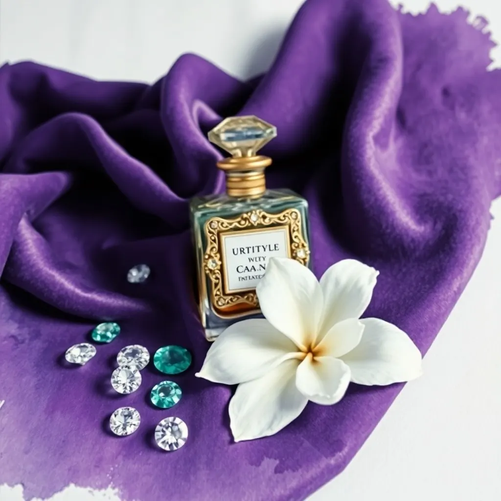 An abstract oil painting depicting a shimmering, multi-faceted diamond, surrounded by fluid, elegant strokes of gold and deep purple, symbolizing Elizabeth Taylor's luxurious and enduring artistic legacy.