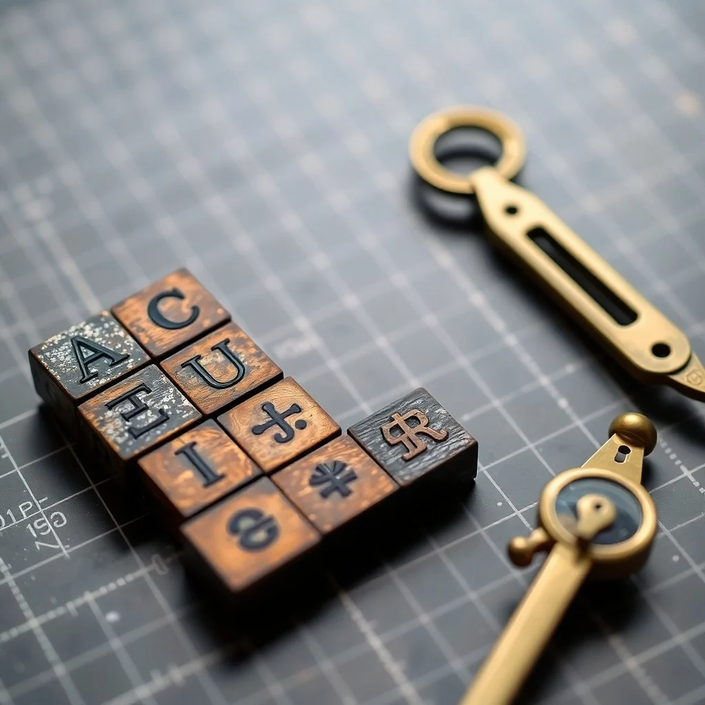 Vintage printing press with old metal type blocks, representing the historical evolution of writing systems and the challenges of spelling standardization.