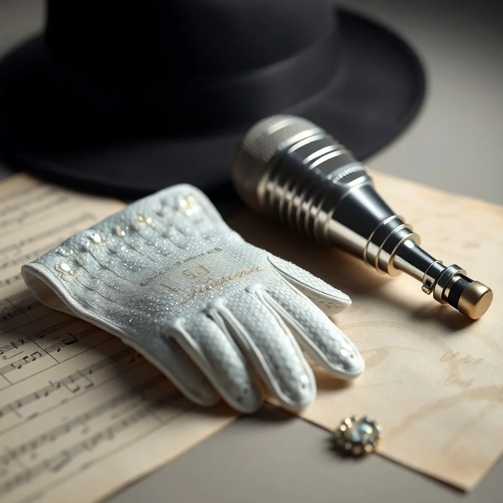 Una ilustración digital 3D de ondas sonoras complejas y patrones rítmicos que emanan de un micrófono vintage estilizado y brillante, con notas musicales etéreas interconectadas flotando en un oscuro estudio atmosférico.