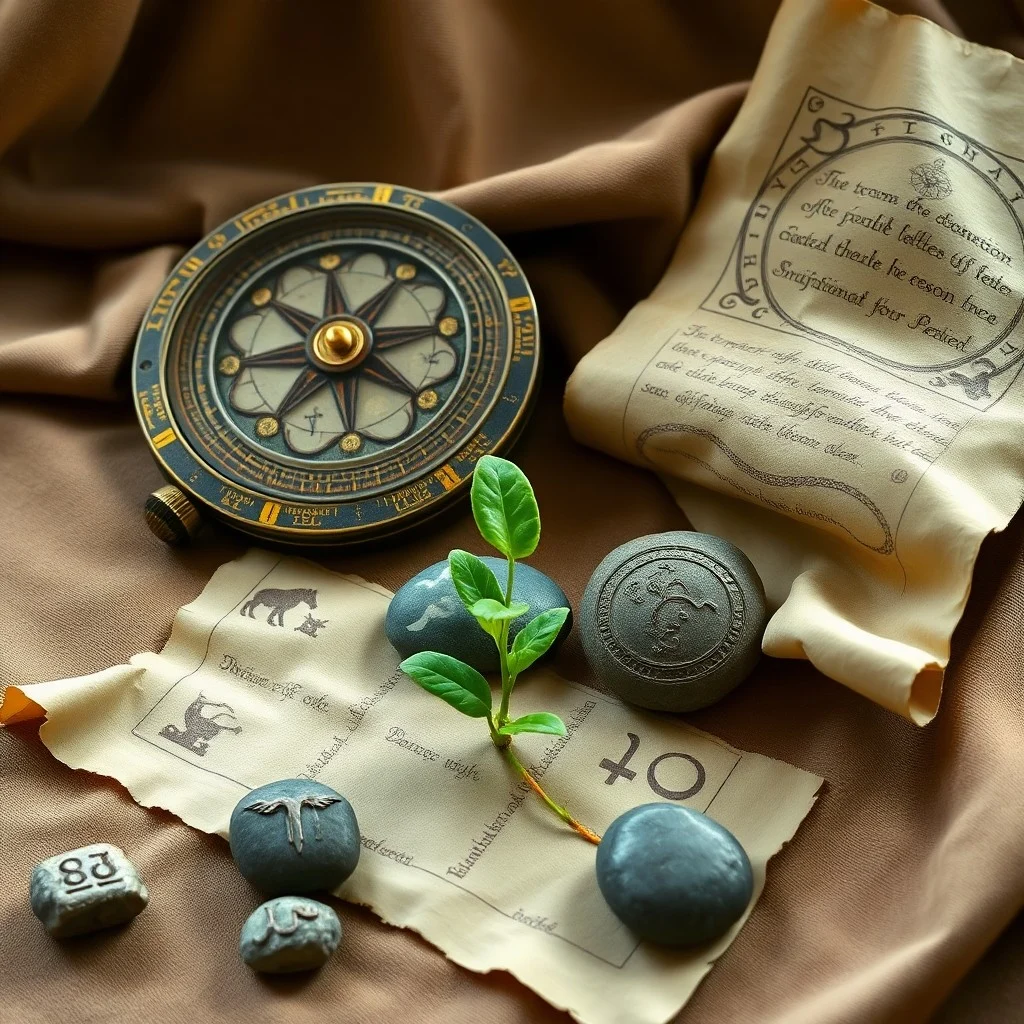 Antiguo pergamino astrológico con símbolos celestiales