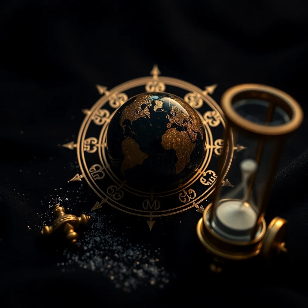 A vintage magnifying glass resting on an open, aged astrological chart, surrounded by scattered, worn notebooks and a quill pen, all illuminated by a soft, introspective light, symbolizing deep re-evaluation and study.