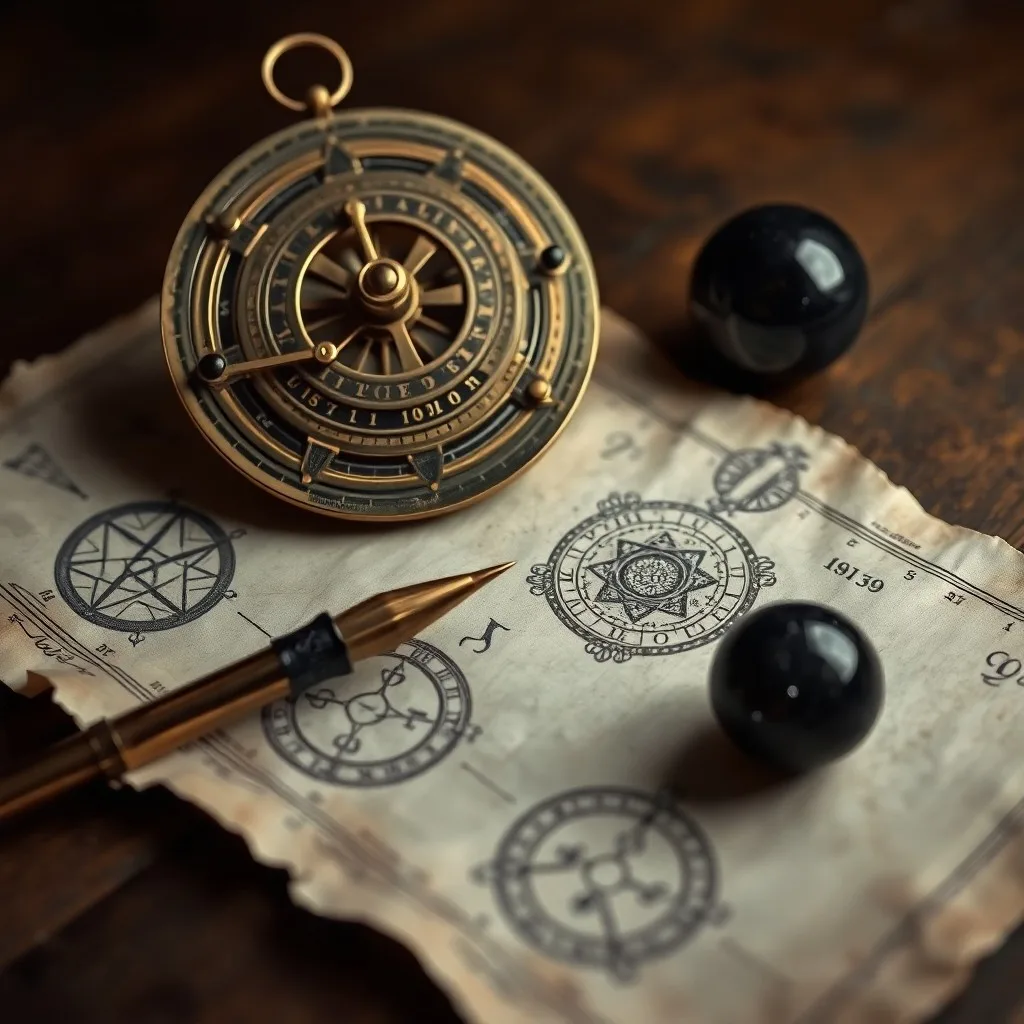 Watercolor painting of a hand holding a magnifying glass over a section of a medieval astrological manuscript, focusing on a specific planetary aspect, with subtle, ethereal light effects.