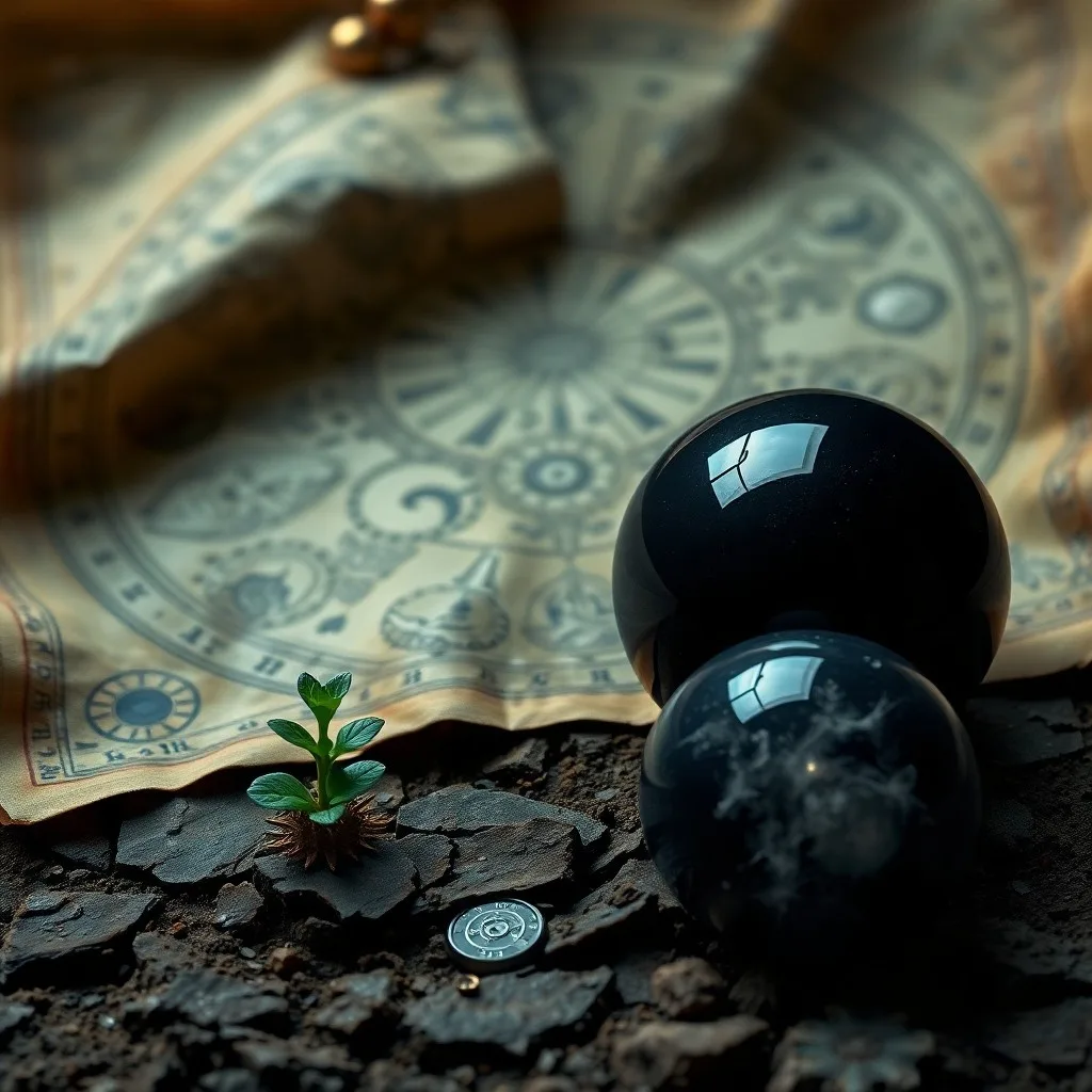 Cinematic still life of an antique brass telescope pointed towards a star map, surrounded by old parchment scrolls, a quill, and an hourglass with sand slowly trickling. The scene is lit by a soft, ethereal light, emphasizing the passage of time and celestial observation.