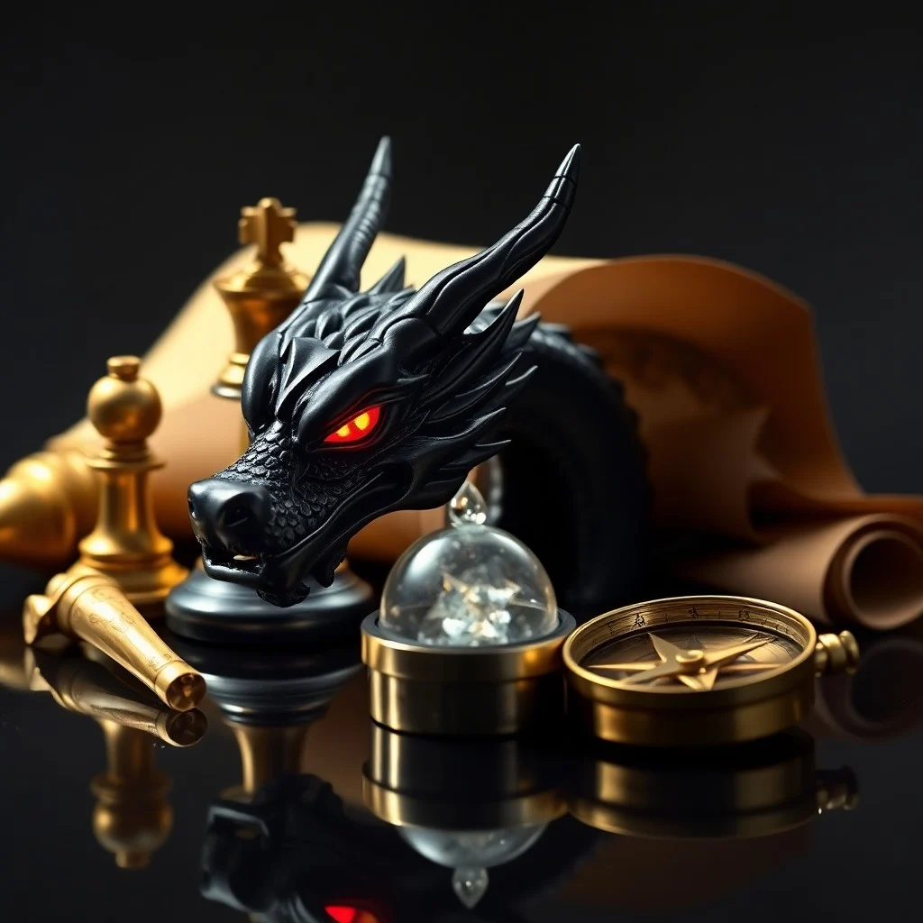 Desk with ancient scrolls and modern tech, symbolizing strategic vision and ambition in business.