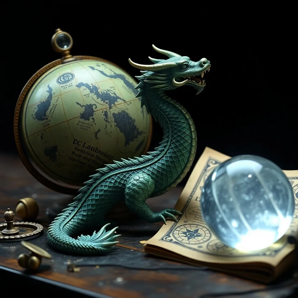 Antique Chinese scroll with astrological charts and a compass, symbolizing the ancient wisdom of zodiac predictions.