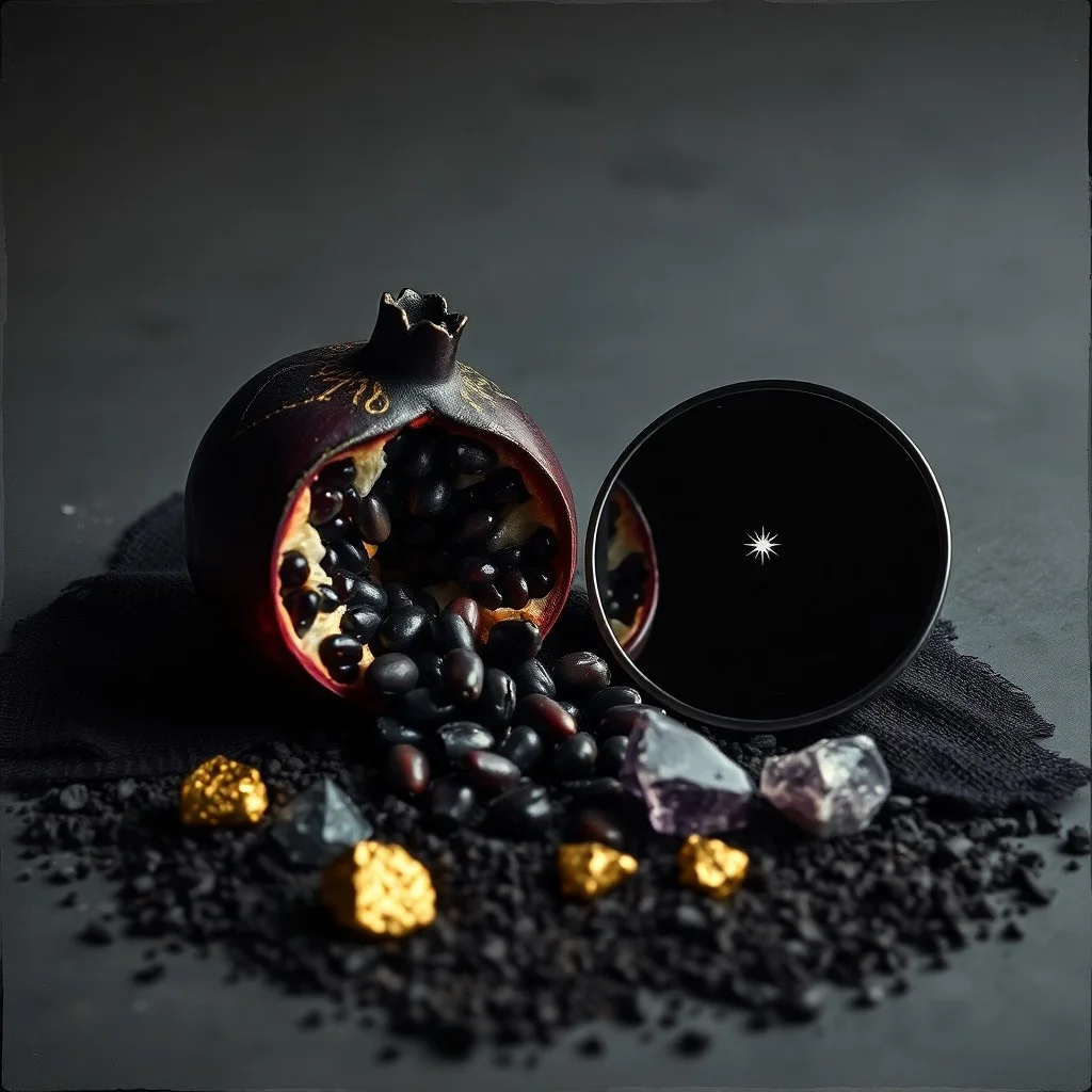 Cinematic still life of an ancient scroll and bronze astrolabe on a wooden table under moonlight