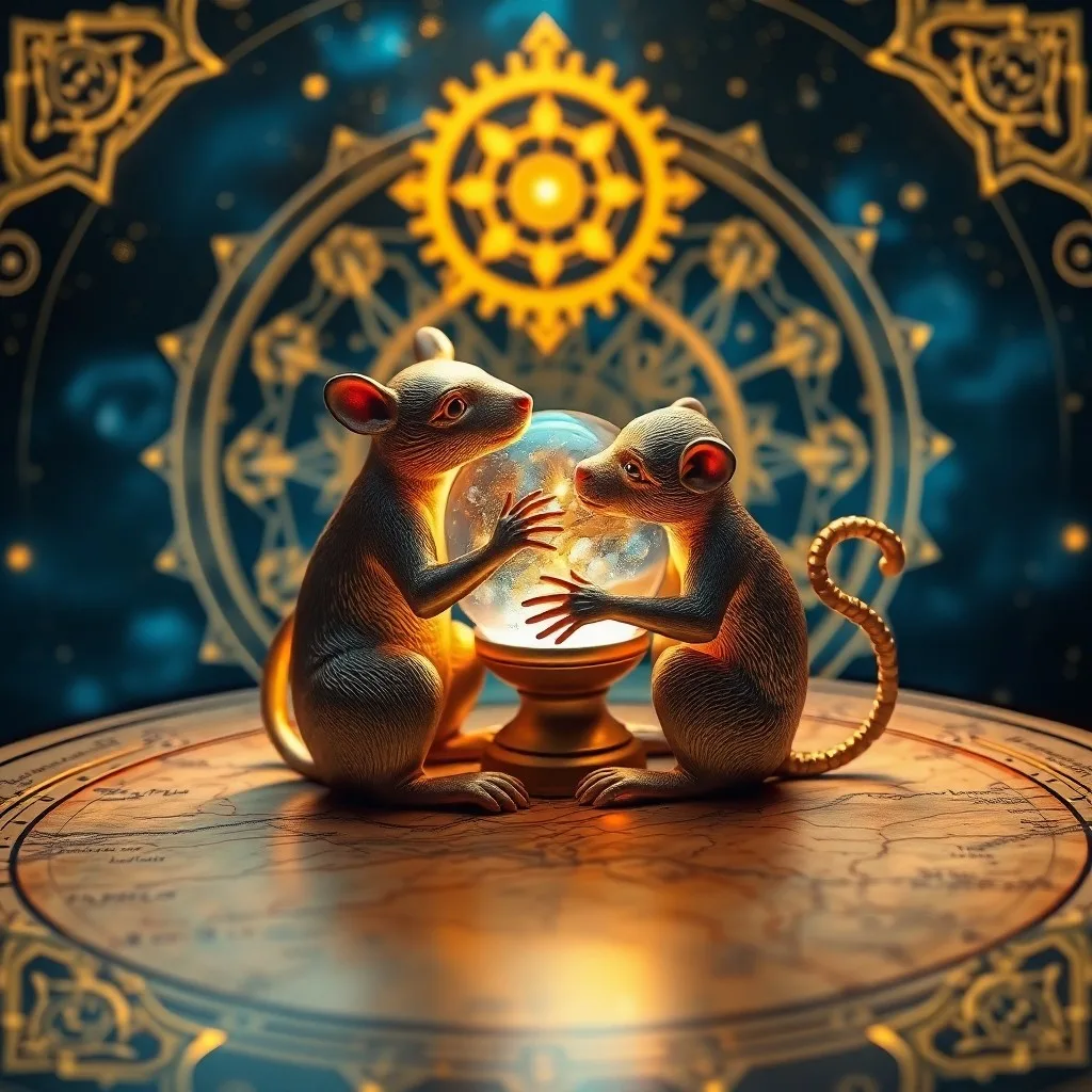 Pintura de acuarela de dos cintas, una plateada y otra dorada, entrelazadas en un símbolo de infinito sobre patrones celestiales.