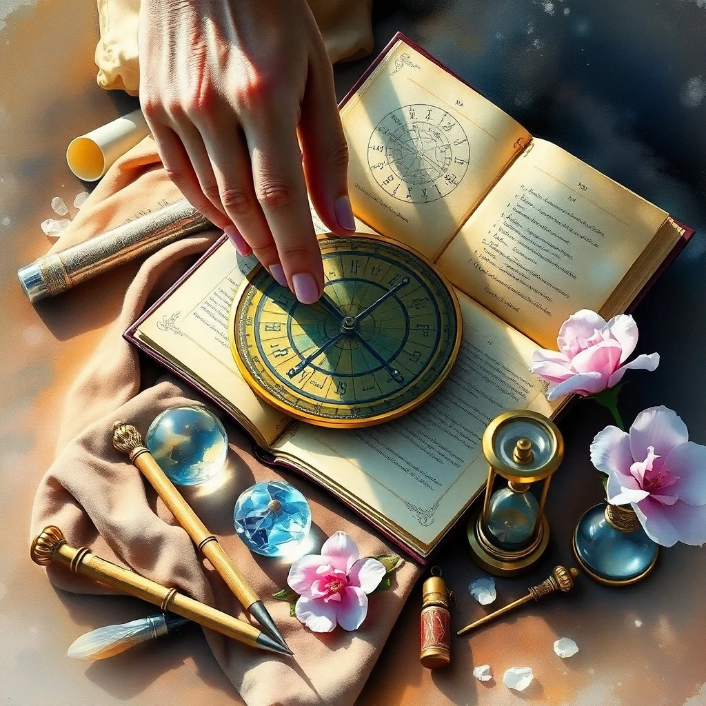 Oil Painting of a single, radiant key made of starlight, gently descending into an open, ancient scroll that unfurls across a dark, velvety surface, symbolizing the unlocking of hidden answers and profound understanding. The key emits a soft, ethereal glow.