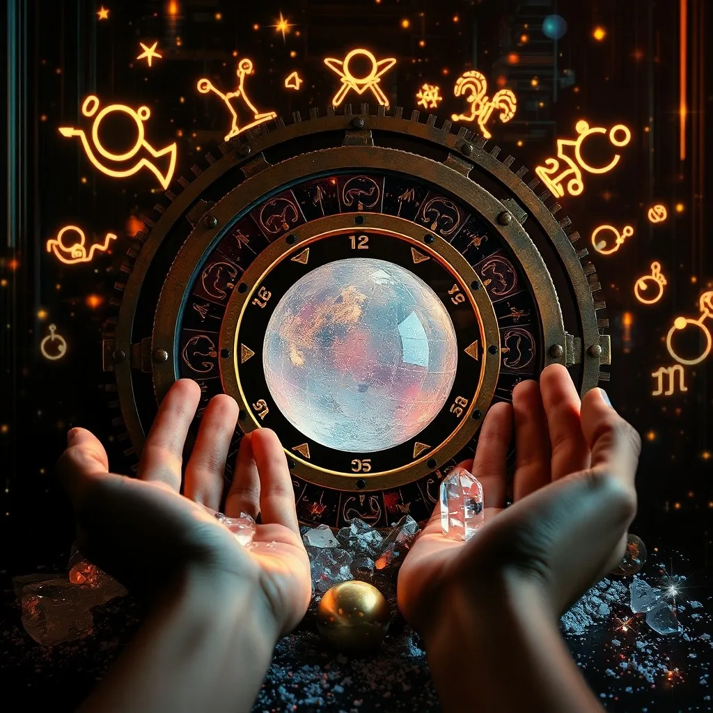 Brújula vintage sobre mapa celestial con planos y engranajes, iluminada por luz suave, simbolizando estrategia y guía cósmica en el trabajo.
