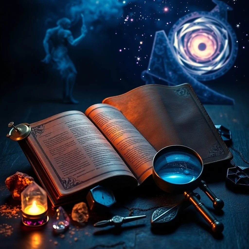 Una astrolabio de latón antiguo sobre un libro de astrología de cuero, iluminado por la luz de la luna, con pergaminos y una pluma, simbolizando el estudio de los tránsitos celestes.