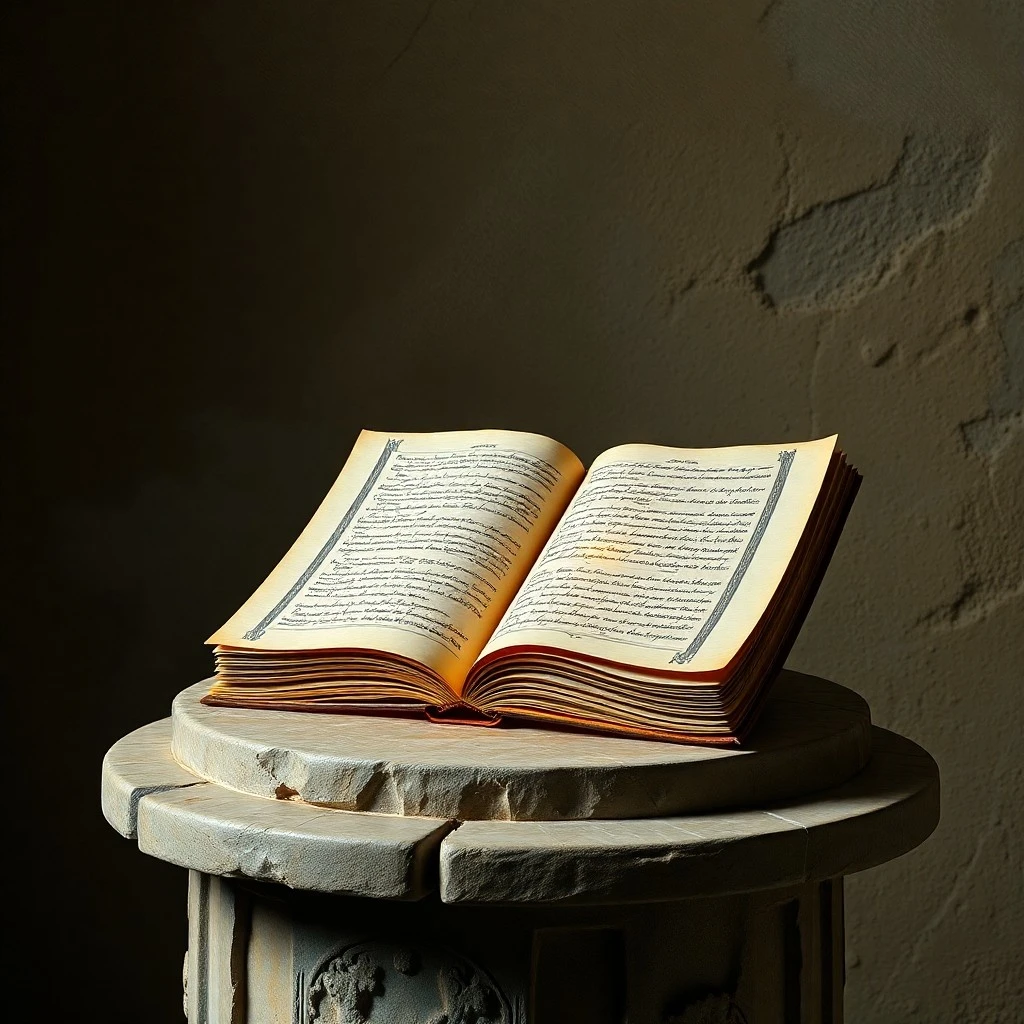 Una antigua mesa de estudio iluminada por la luz de una vela, con un pergamino desplegado lleno de intrincados símbolos astrológicos y escritos crípticos, rodeado de libros encuadernados en cuero y una pluma de ave, evocando la atmósfera del siglo XVI.