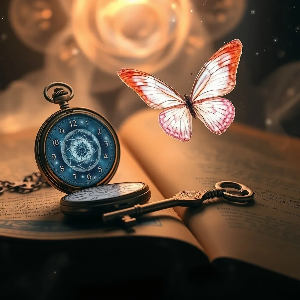 An open, worn dream journal with intricate sketches and notes, a pen resting on a page, beside it a small, glowing crystal, soft, warm light illuminating the scene, antique wooden desk, focus on texture and detail, no humans.