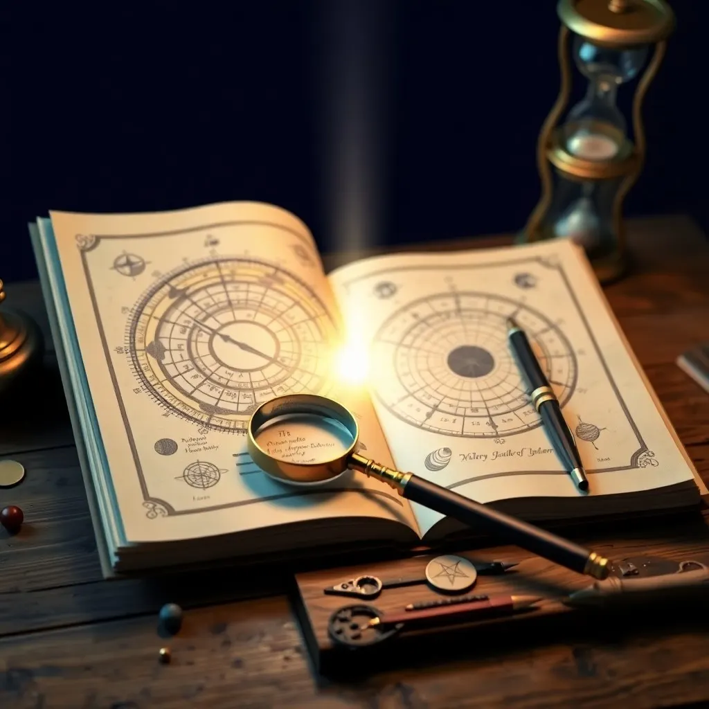 Antique brass astrolabe on a wooden desk with old books, representing the tools and knowledge of horary astrology.
