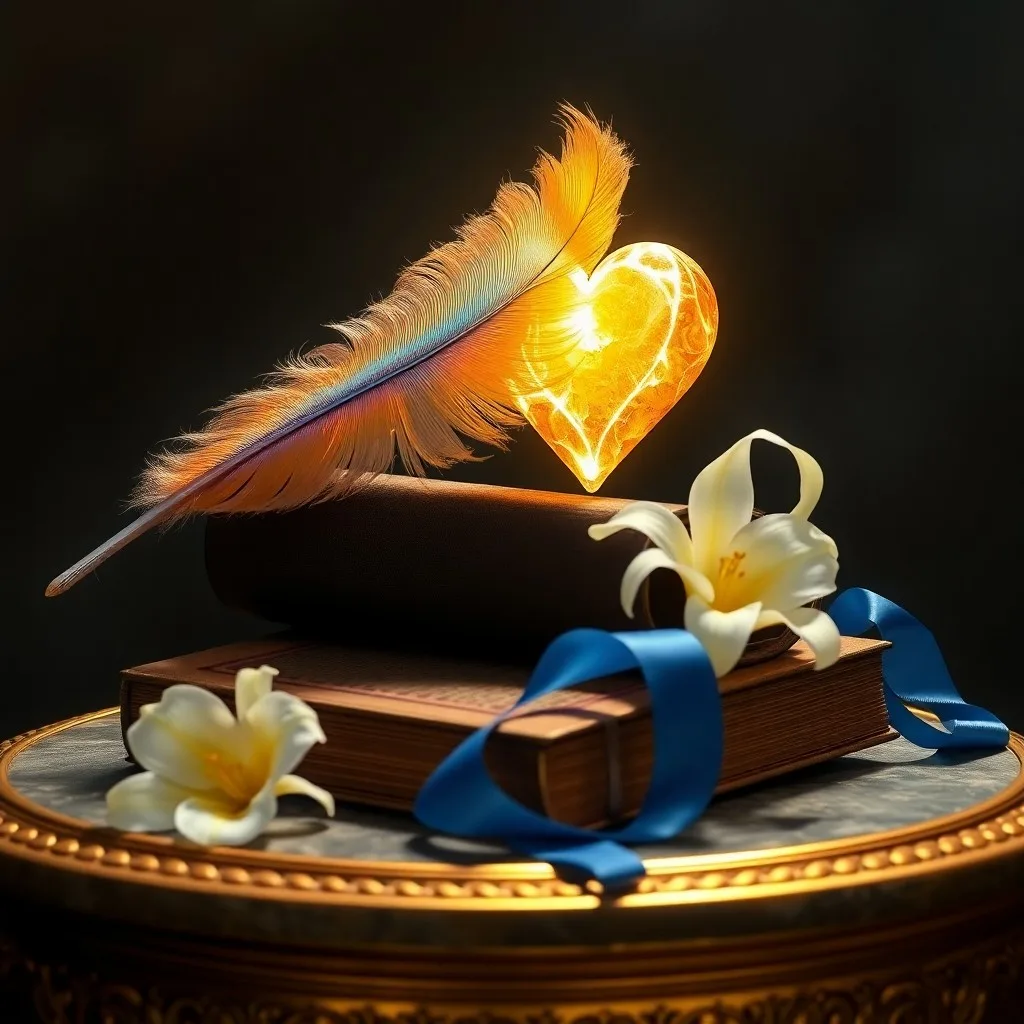 Arte conceptual de una esfera de luz incandescente y pura, flotando en un vacío cósmico de tonos azules profundos y púrpuras, con pequeñas chispas doradas emanando de ella, representando el amor divino y la esencia purificadora. Renderizado isométrico.