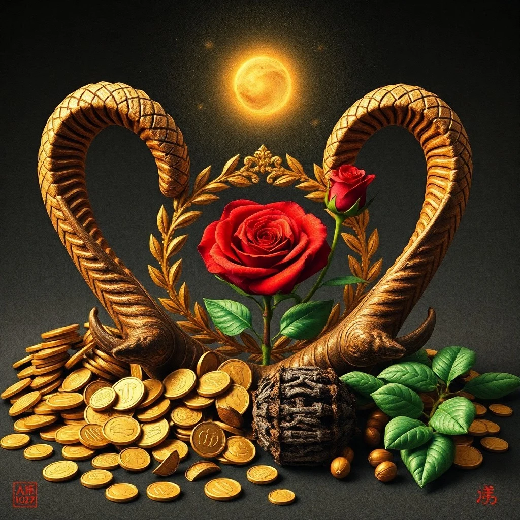 Bodegón cinematográfico de un colgante en forma de corazón y bufandas de seda sobre un tocador antiguo, con iluminación romántica.