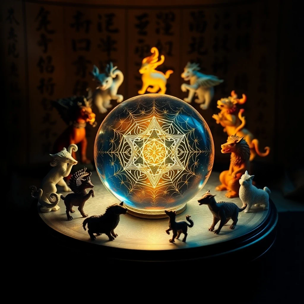 Conceptual art of two stylized, translucent spheres, one fiery and one watery, connected by geometric lines, illustrating elemental balance and conflict.