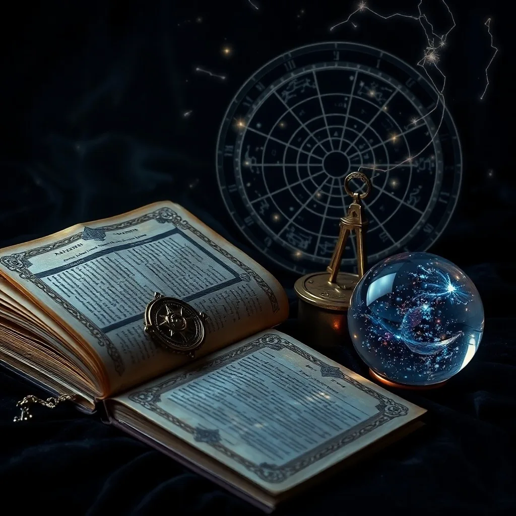 Antiguo astrolabe sobre libros viejos bajo la luz de la luna