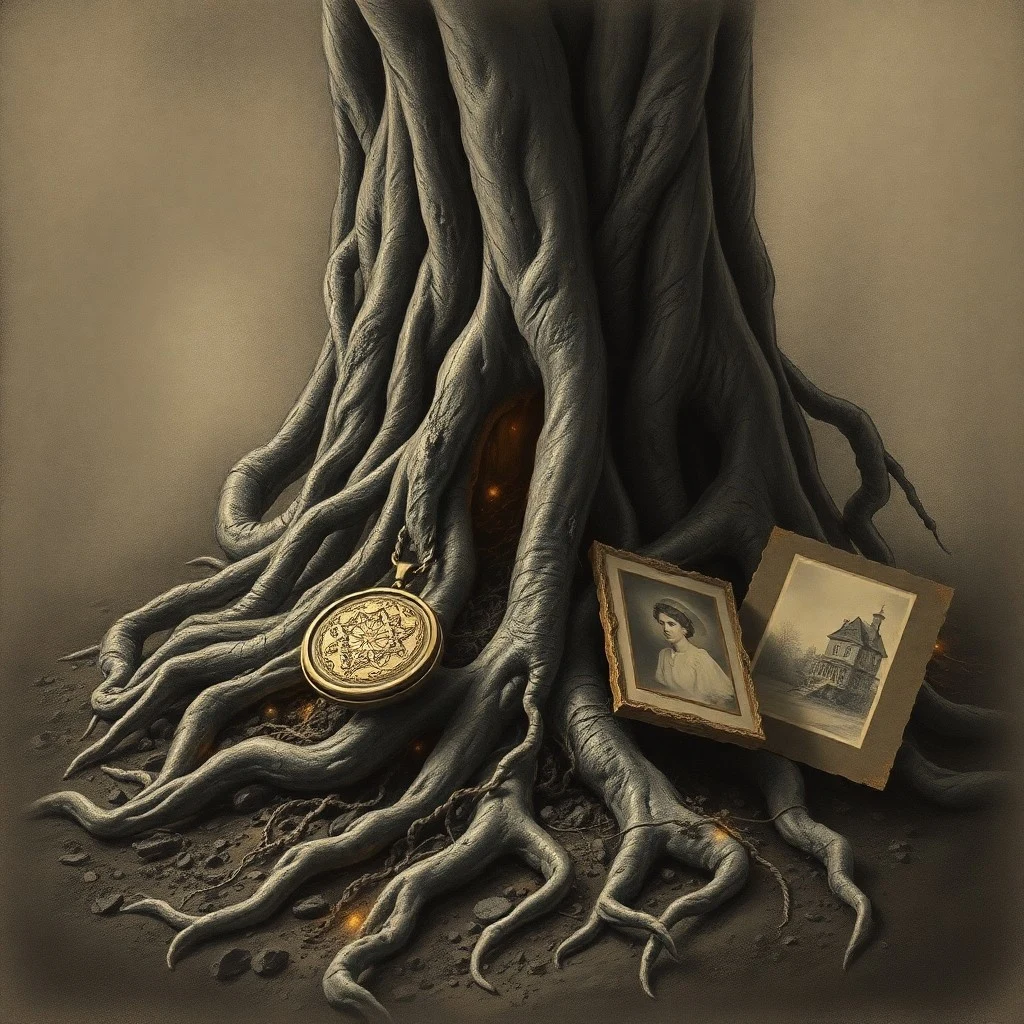 Conceptual Oil Painting of a swirling vortex of muted colors with abstract, fragmented shapes hinting at old photographs and forgotten symbols, emanating a faint light from the center.