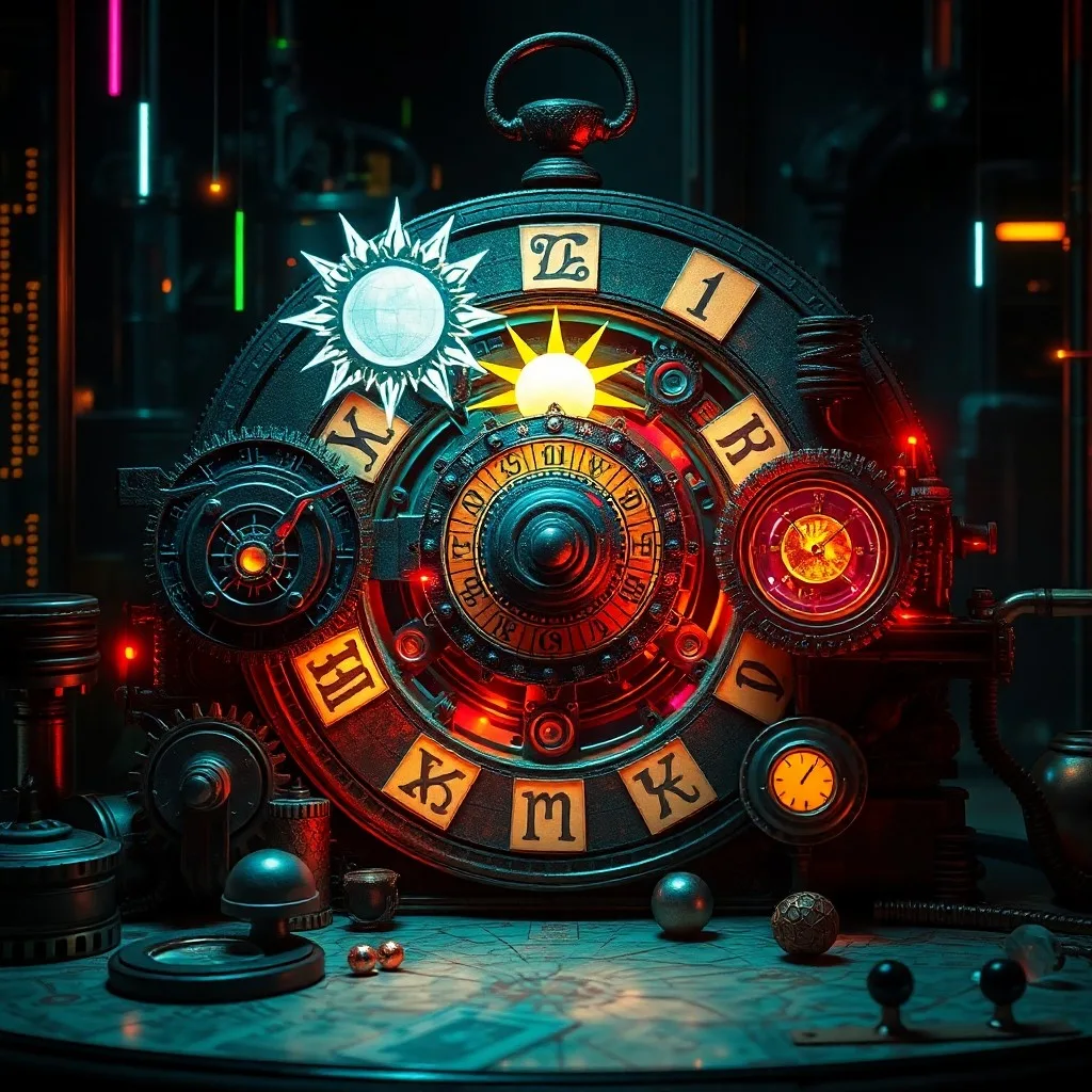 Ancient astrological almanac open on a desk, quill pen, candle, armillary sphere, symbolizing personal growth and planning.