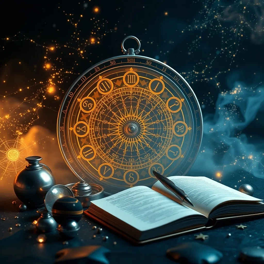 Astrolabio antiguo y diario astrológico