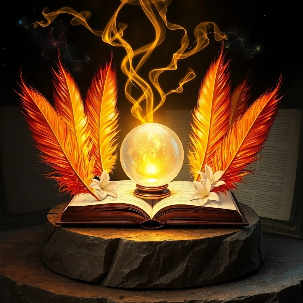 Una representación artística de seis alas de serafín en estilo vidriera, con vibrantes colores rojos y dorados que convergen en un punto de luz central, simbolizando la unidad y el fervor celestial.
