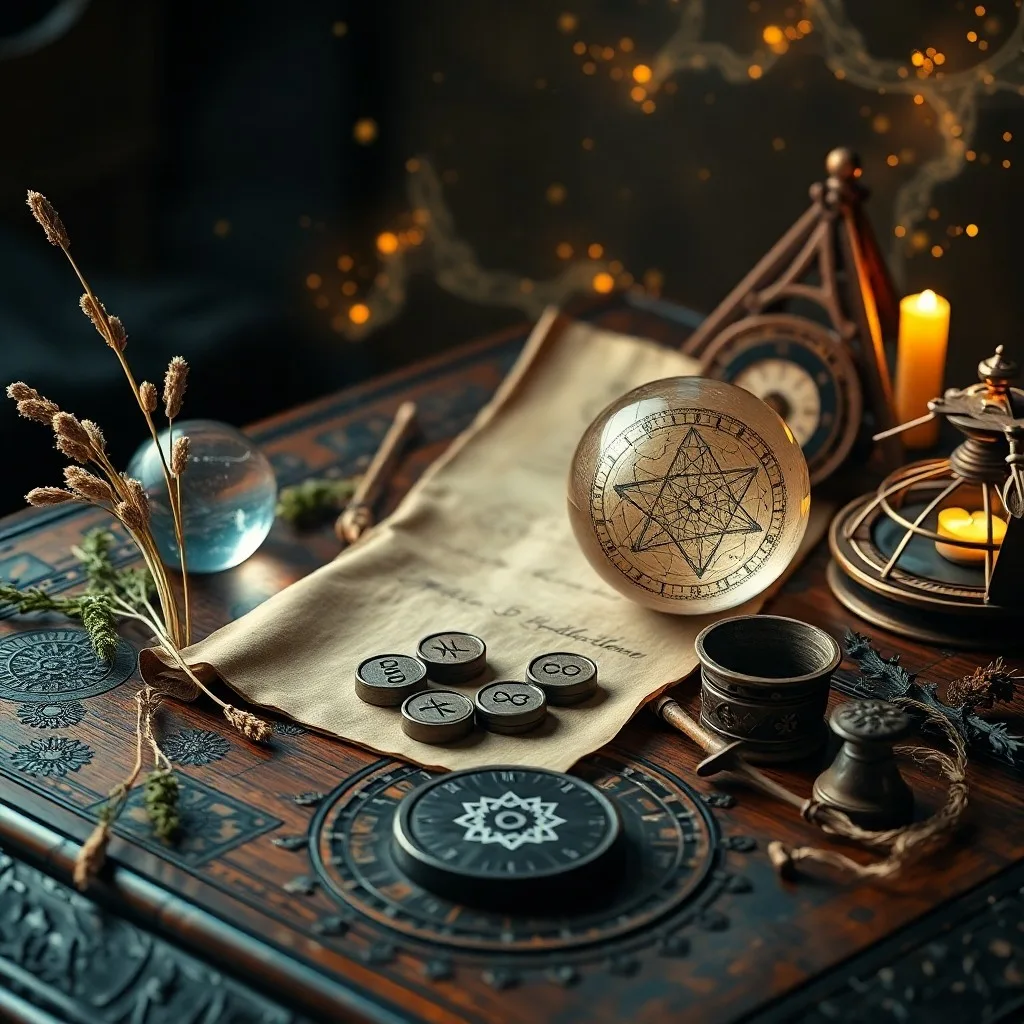 Monedas de I Ching y carta astral antigua