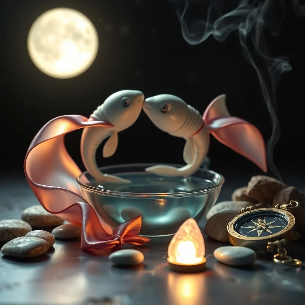 Still life of a journal, sea glass, and candle, symbolizing emotional reflection