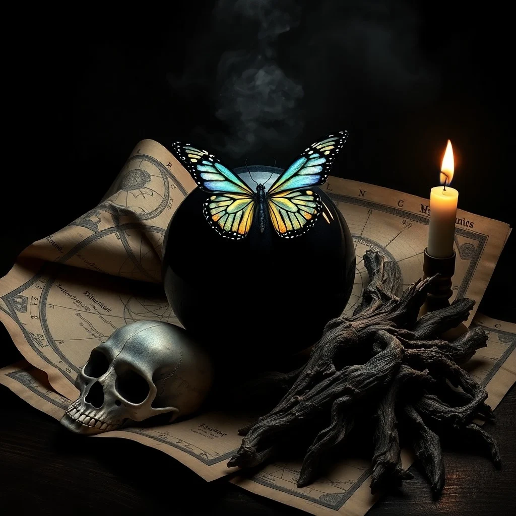 Cinematic still life of an ancient scroll and iron key on obsidian, symbolizing hidden knowledge and power.