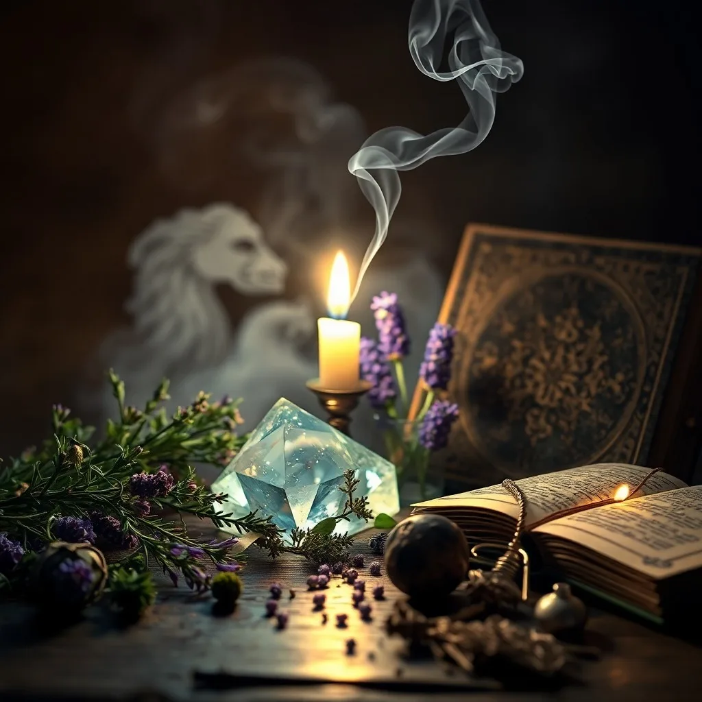 Watercolor painting of a serene scene featuring a ceramic bowl filled with chamomile flowers and mint leaves, steaming gently, surrounded by smooth river stones and a single, unlit beeswax candle, soft, diffused light, healing aura, NO humans, NO faces, NO people.