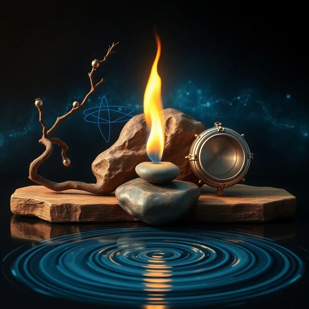 Conceptual art painting, a weathered scroll depicting abstract energy flows and symbols, gently unfurling over a stone tablet, subtle light source highlighting intricate patterns, deep, contemplative colors, no discernible human figures or faces, NO humans, NO faces, NO people.