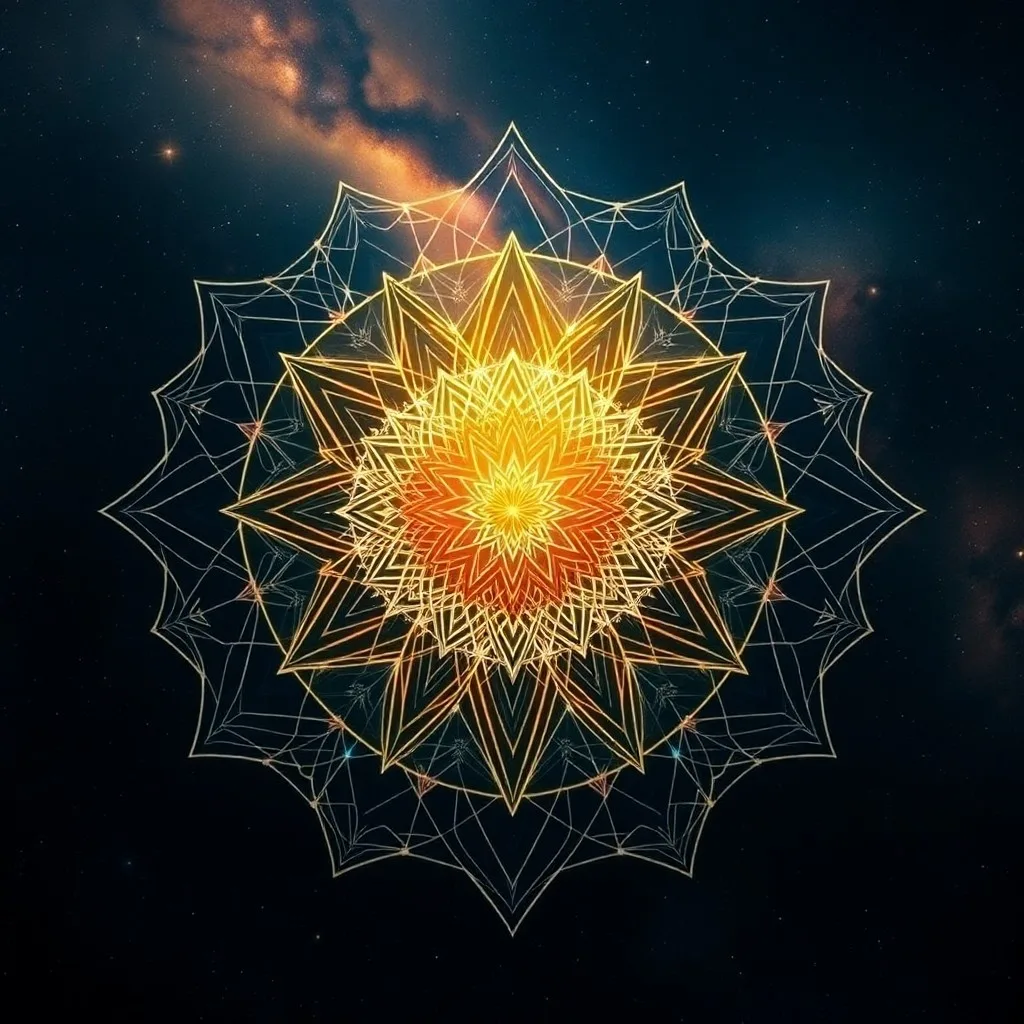 Abstract conceptual art of a swirling nebula forming an infinity symbol, with distant stars