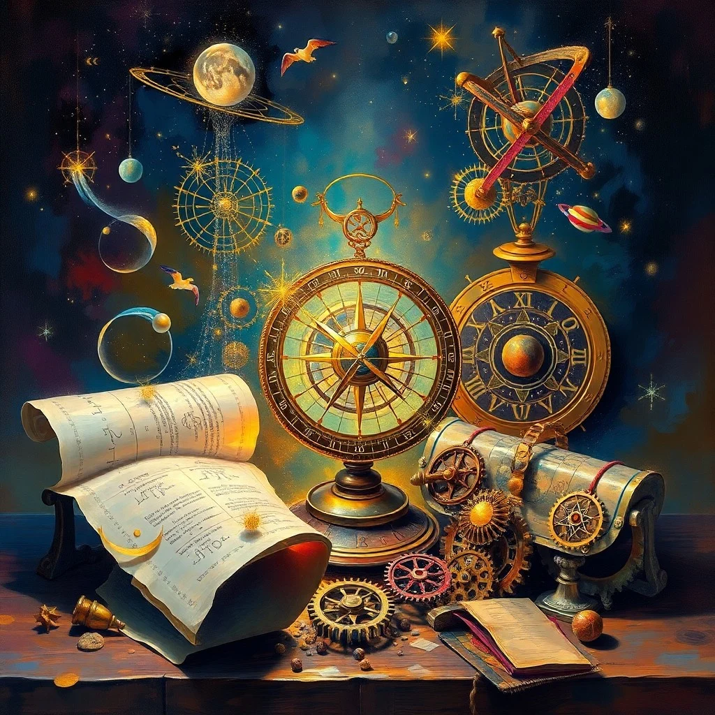 Pintura de acuarela de una mano delicada sosteniendo una bola de cristal brillante, que refleja nebulosas y galaxias, simbolizando la visión cósmica y el destino.