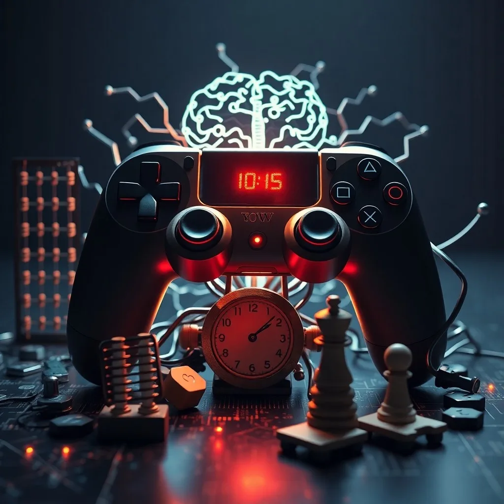 Red intrincada de líneas brillantes y nodos que simulan una red de decisiones o un cerebro, con iconos abstractos de funciones cognitivas.