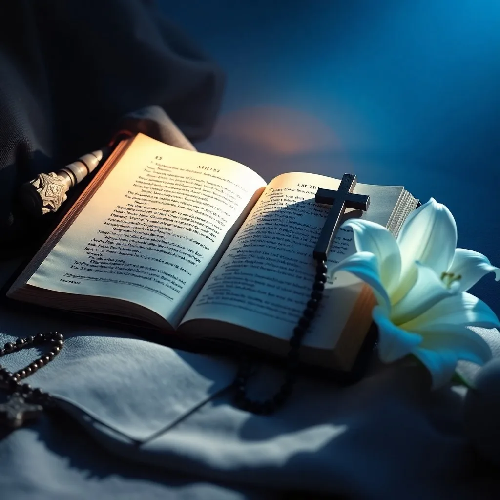 Biblia, rosario y brújula en una mesa, simbolizando discernimiento y guía espiritual