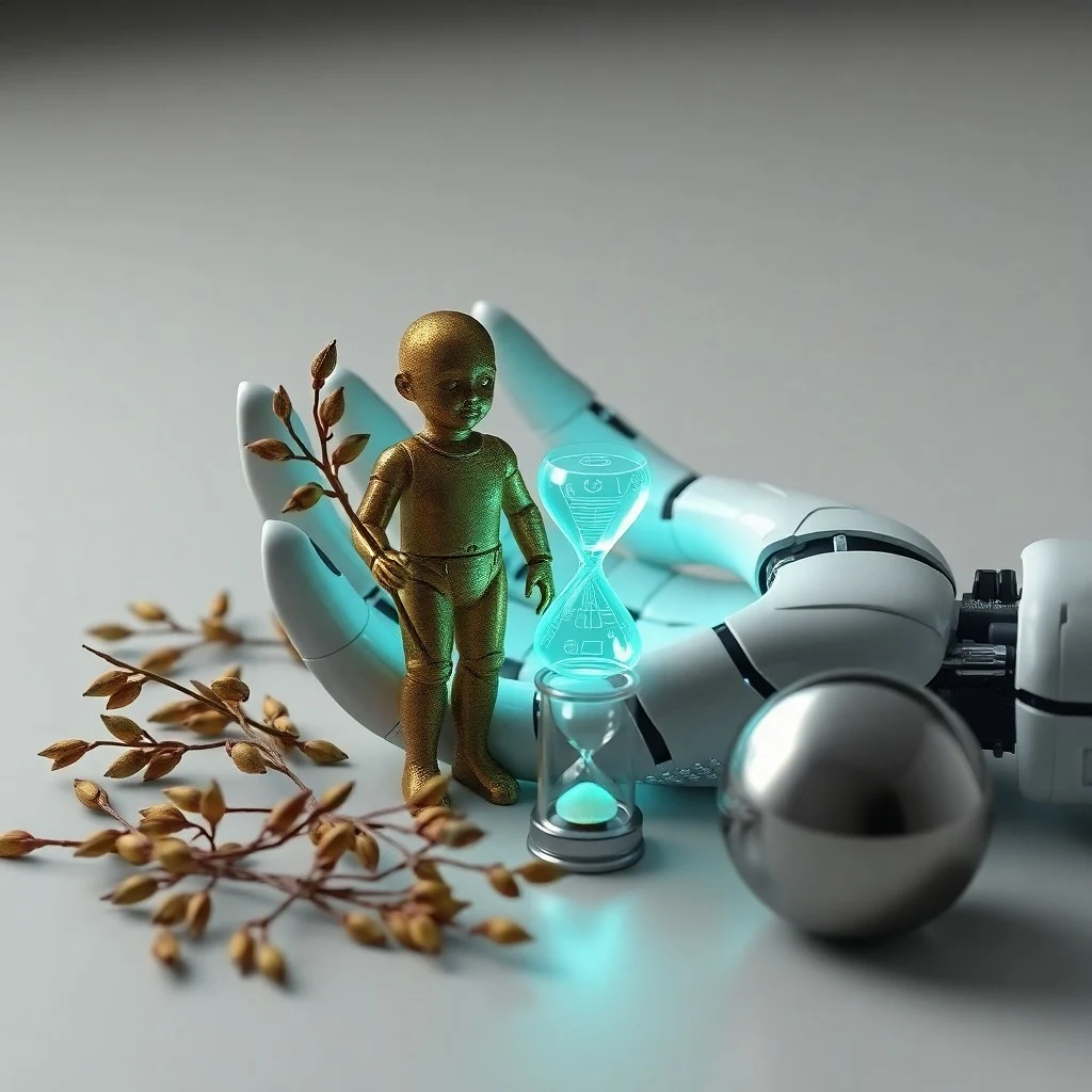 Una placa de circuito compleja con vías de datos brillantes, parcialmente oculta por una proyección holográfica que muestra figuras humanas abstractas interactuando con interfaces digitales. La escena es futurista y enfatiza la privacidad de los datos y la complejidad tecnológica.