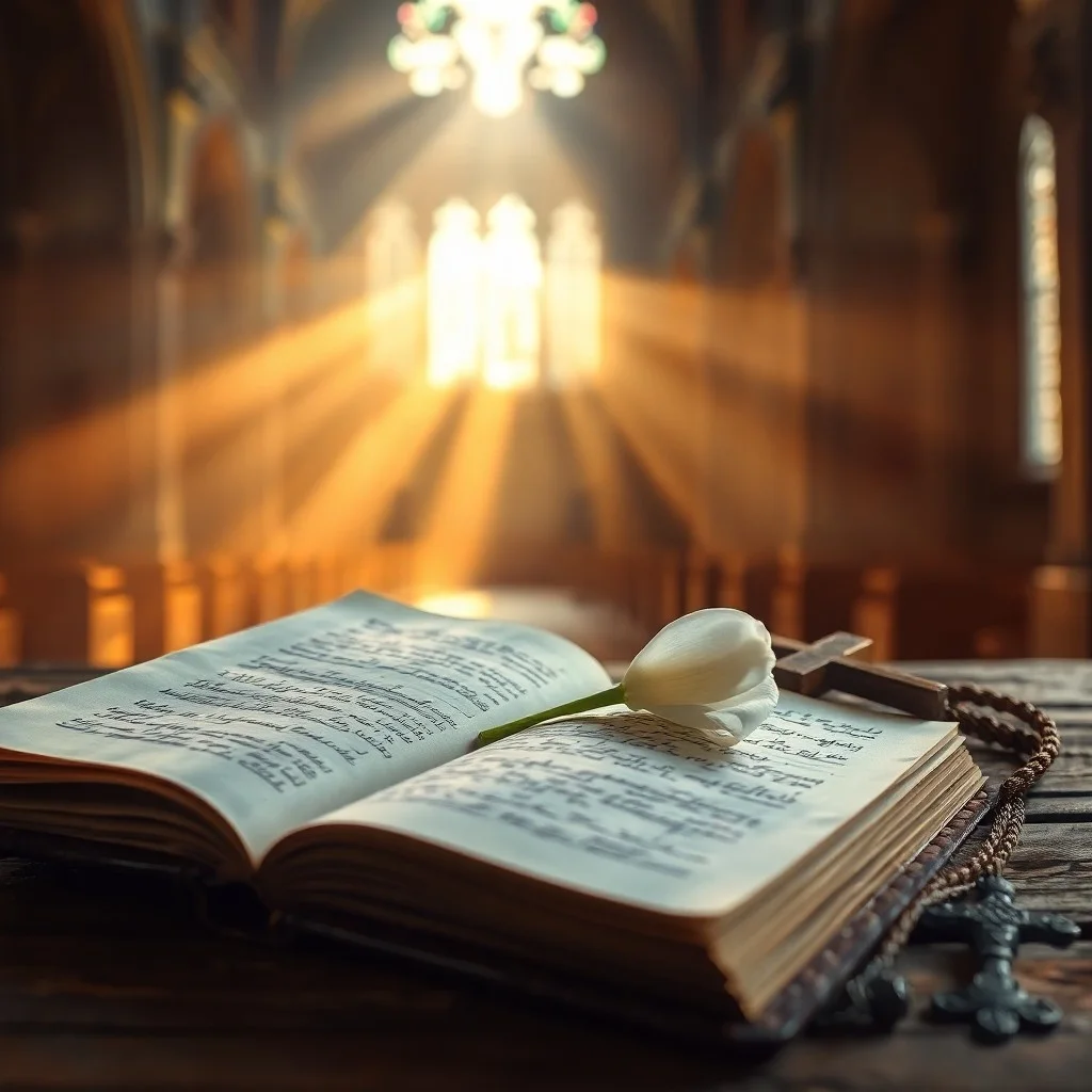 Representación conceptual de la Divina Misericordia como un haz de luz dorada que atraviesa nubes oscuras, simbolizando esperanza y redención.