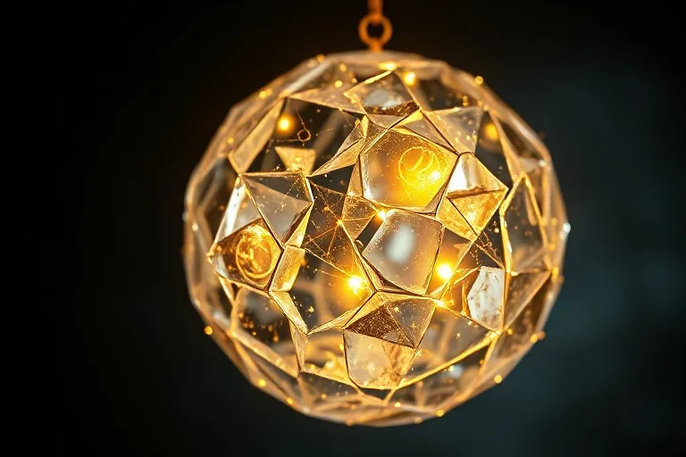 Conceptual art of a shattered crystal sphere being mended by golden light, with astrological symbols embedded.