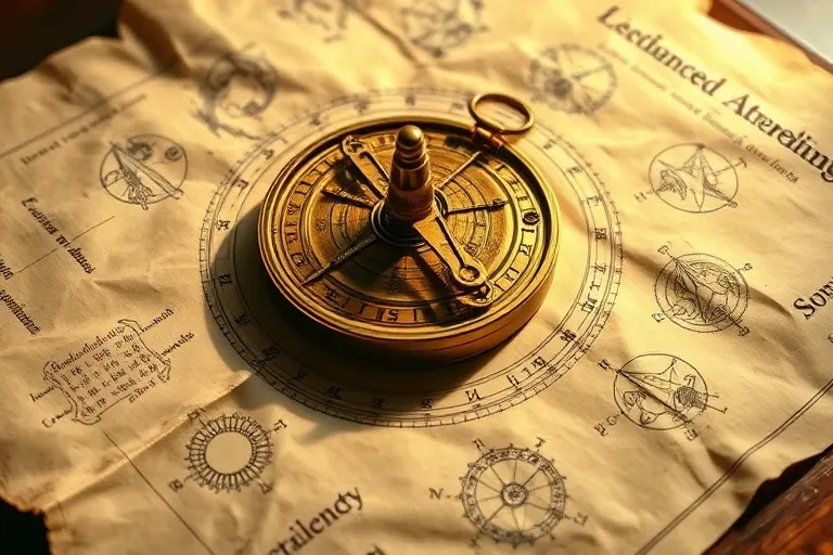 Antique astrolabe on parchment, symbolizing detailed astrological study