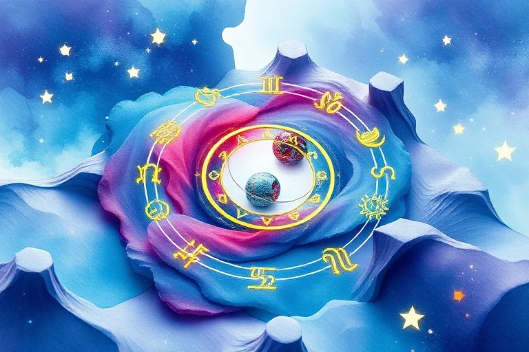 Abstract watercolor depicting merging and separating energies
