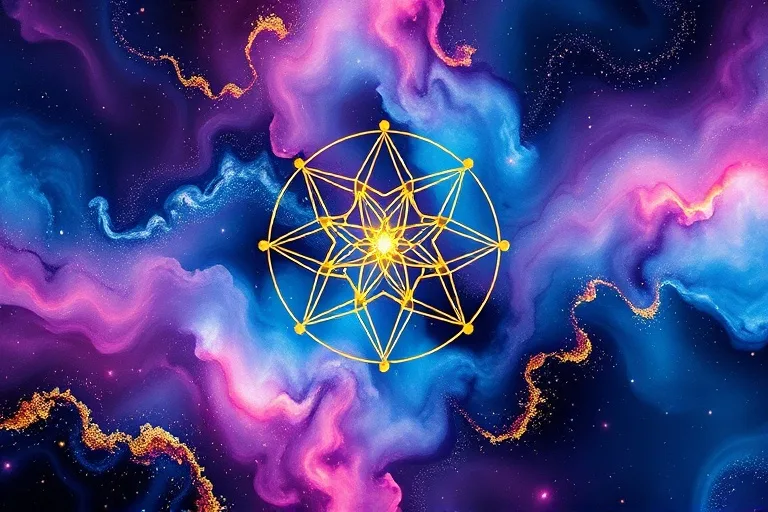 Nebulosa formando logo corporativo con patrones geométricos