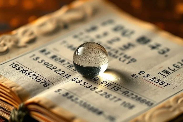 Libro de contabilidad antiguo con una gota de agua a punto de caer sobre los números, simbolizando la intuición financiera.