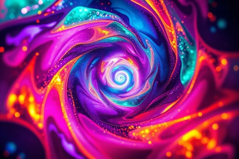 Vórtice abstracto de colores vibrantes que representan la manifestación